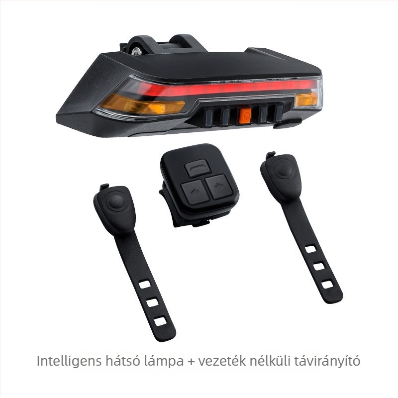 Vezeték nélküli távirányítású hátsó kerékpárlámpa, USB-töltés, vízálló, éjszakai bringázáshoz, fényérzékelős automata mód