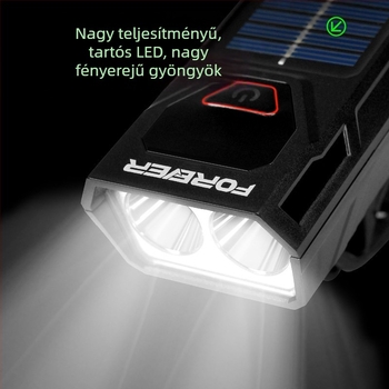 Napelemes kerékpár első lámpa, újratölthető hegyi kerékpárhoz