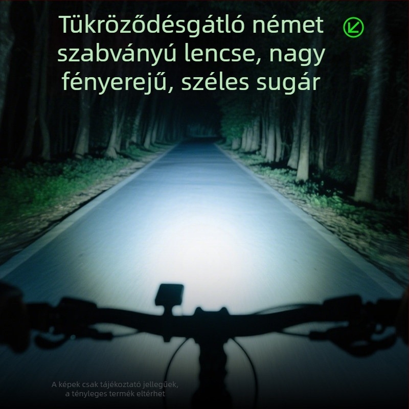 Napelemes kerékpár első lámpa, újratölthető hegyi kerékpárhoz