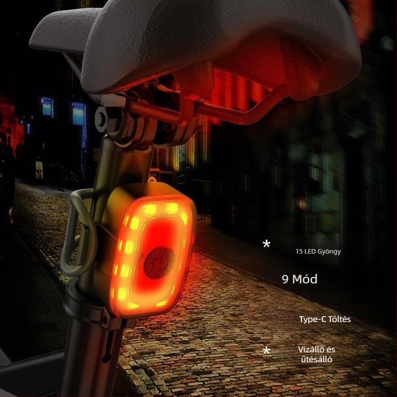 Első és hátsó kerékpár világítás USB töltéssel éjszakai tekeréshez, országúti és mountain bike kerékpárokhoz, figyelmeztető fény