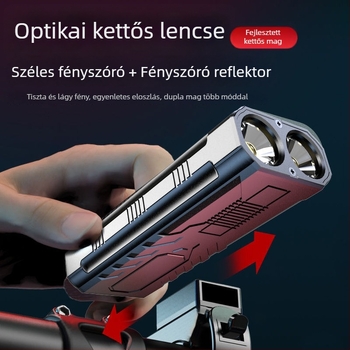 Kerékpár elülső világítás éjszakai tekeréshez, kétfunkciós, vízálló, ultranagy fényerő LED, csatos rögzítés