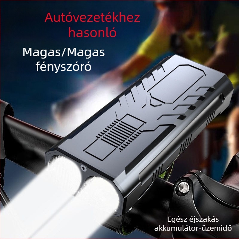Kerékpár elülső világítás éjszakai tekeréshez, kétfunkciós, vízálló, ultranagy fényerő LED, csatos rögzítés