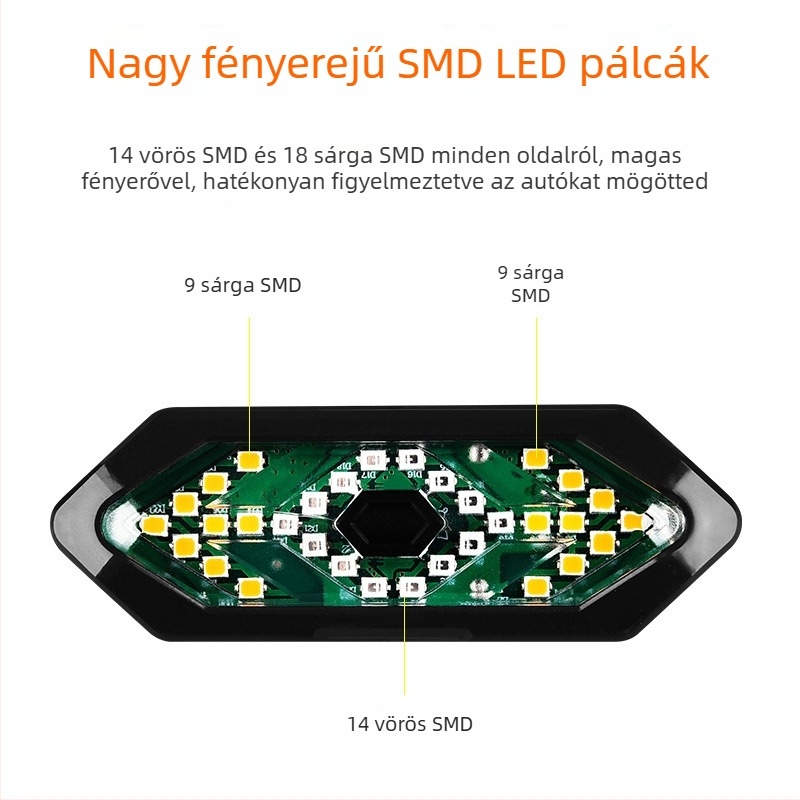 Kerékpár világítás távirányítóval és balra/jobbra jelzőkkel, USB-töltésű LED hátsó lámpa, vízálló, kürttel