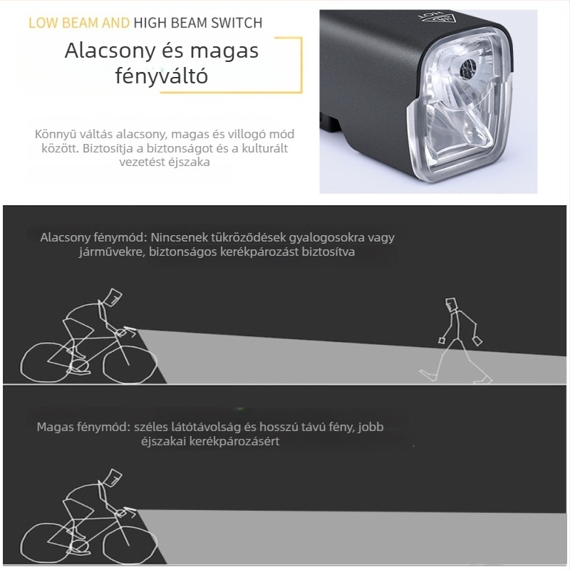 GIYO kerékpár első lámpa, állítható távoli és közeli fényerővel, éjszakai tekeréshez – MTB lámpa