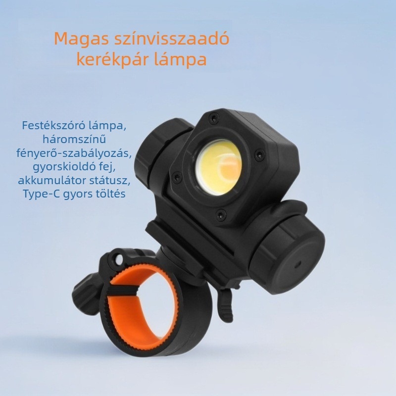 Kvdi mountain bike elülső lámpa, nagy fényerő, IPX4 vízálló, RA≥96 színvisszaadás, éjszakai kerékpározáshoz