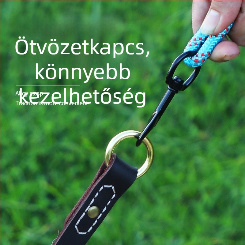 Lu Chong bőr P-lánc edzőnyakörv kutyáknak, állítható, első réteg marhabőrből