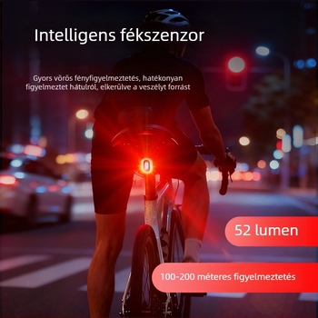 Intelligens szenzoros kerékpár hátsó lámpa — gyorskioldós felszerelés, 600mAh, USB-C töltés, ideális éjszakai kerékpározáshoz, városi közlekedéshez és szabadidős tevékenységekhez