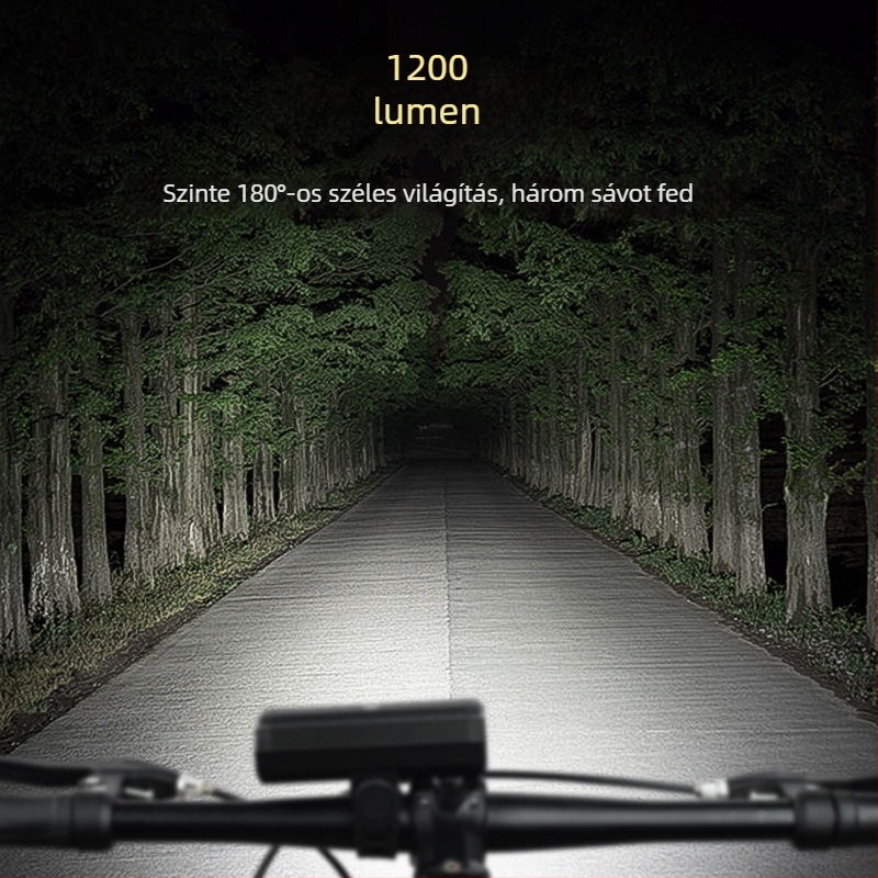 Első kerékpár lámpa, 1200 lm, alumíniumötvözet ház, éjszakai hegymászáshoz