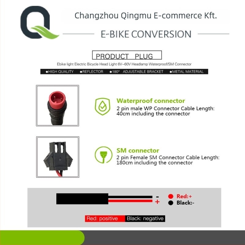 QD252 első fényszóró elektromos kerékpárhoz — 24V/36V/48V kompatibilis