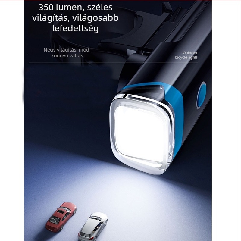 Kerékpár előtti lámpa USB töltéssel, vízálló, érzékelővel, MTB éjszakai tekeréshez, kürttel