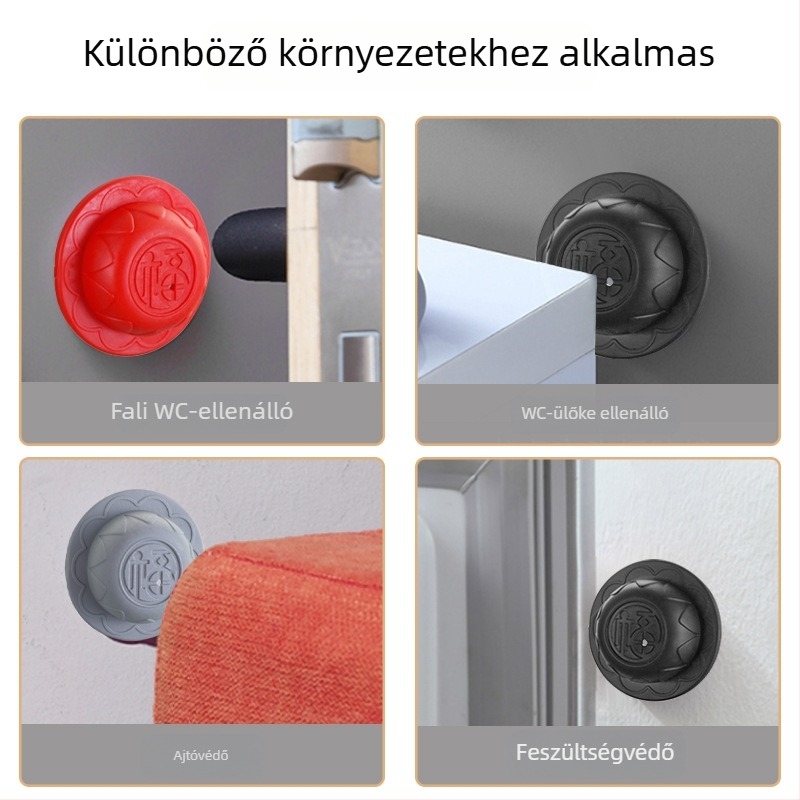 Ajtófogantyú ütközésvédő szilikon párna, gömb alakú, Típus A, 100 darabos csomag, ragasztónyom nélkül
