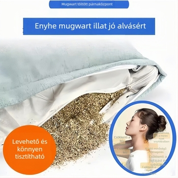 Hongzhaotang Mugwort egyrészes nyakpárna felfújható meleg tömörítéssel, U‑formájú hengeres nyakpárna, pamut és len