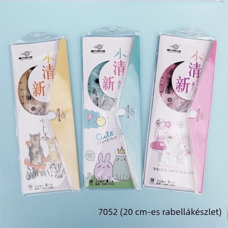 4 részes átlátszó műanyag vonalzó készlet karikatúra dizájnnal általános iskolások számára