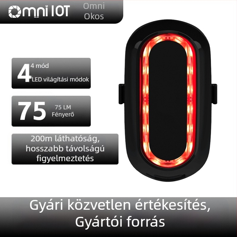 Hegyi kerékpár hátsó lámpa USB töltéssel — intelligens LED lámpa, Omni márka, licencelt privát címke, feldolgozás testreszabás