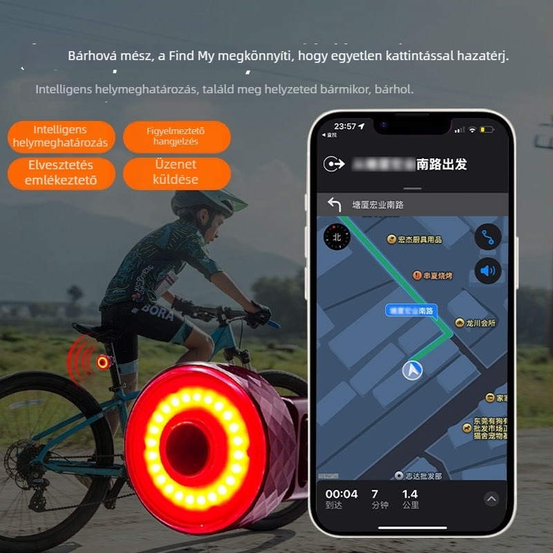 Spolite Intelligens Szenzor Hátsó Lámpa Kerékpárhoz – Éjszakai Kerékpározáshoz MTB és Országúti Kerékpárokhoz