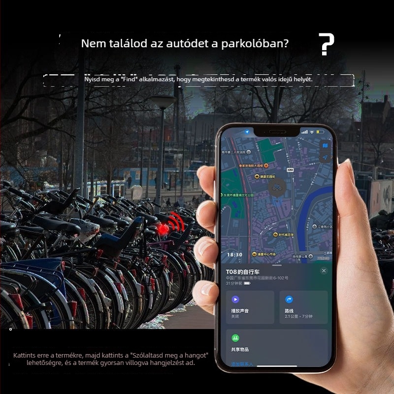 Spolite Intelligens Szenzor Hátsó Lámpa Kerékpárhoz – Éjszakai Kerékpározáshoz MTB és Országúti Kerékpárokhoz