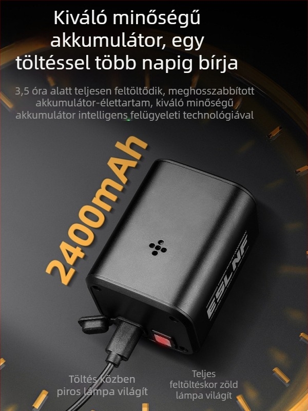 ESLnf Alumínium Kerékpár Első Lámpa Éjszakai Megvilágítással, USB-C Töltés, Távirányítású Kürt
