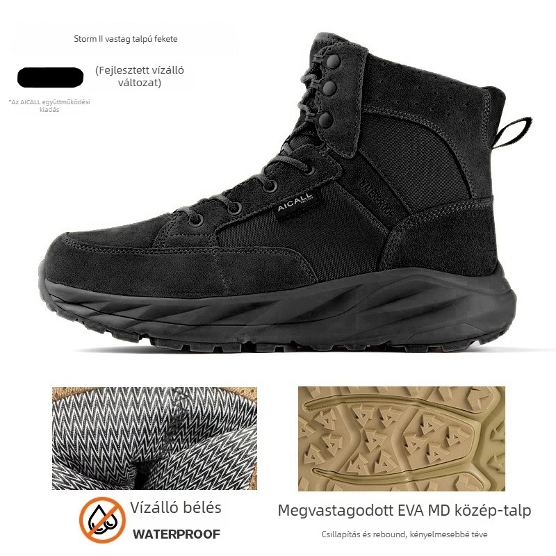 Vízálló taktikai túrabakancsok velúr felsővel, középmagas boka, EVA talp