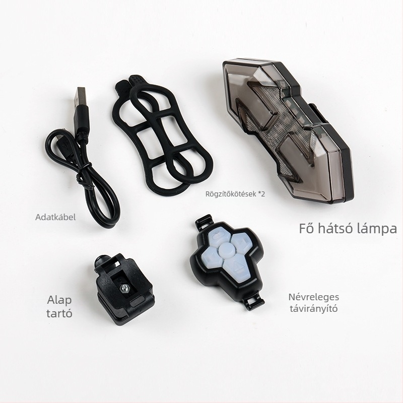 Távvezérlésű kerékpár hátsó lámpa, USB töltővel, hegyi kerékpárokhoz, biztonsági figyelmeztető világítás