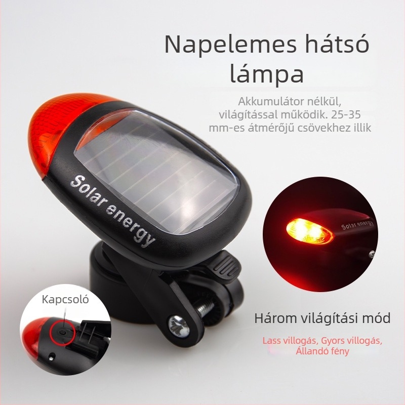 Odakon Napelemes kerékpár hátsó lámpa éjszakai tekeréshez, hegyi és országúti kerékpározáshoz