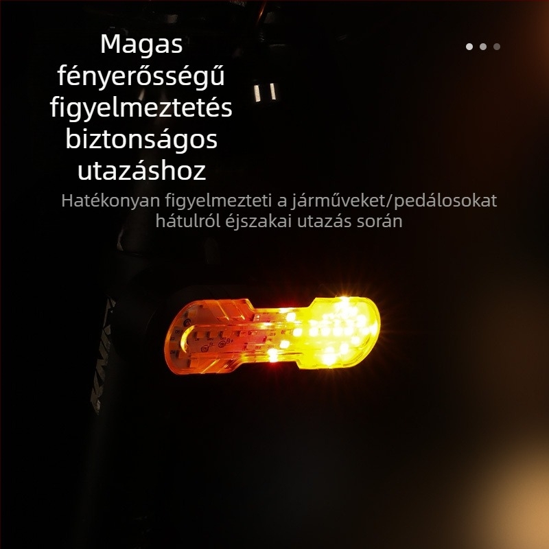 Kerékpár vezeték nélküli hátsó lámpa távirányítóval, USB-C töltés, hevederrel rögzítés, 500 mAh akkumulátor éjszakai kerékpározáshoz