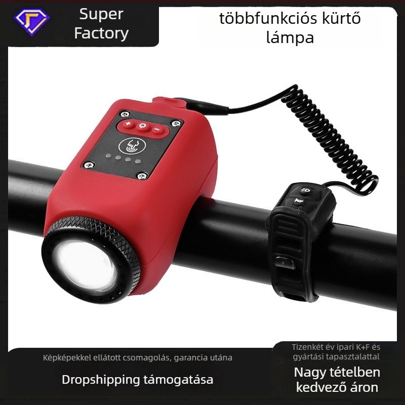 Meilong kerékpár lámpa hegyi és országúti kerékpárokhoz, vízálló, USB töltésű, nagy hangerősségű kürttel