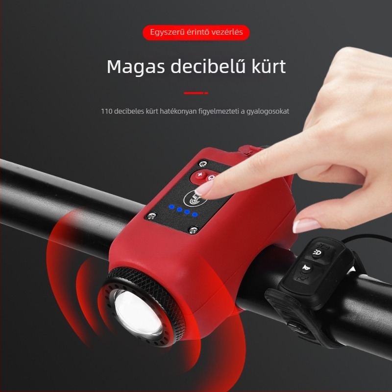 Meilong kerékpár lámpa hegyi és országúti kerékpárokhoz, vízálló, USB töltésű, nagy hangerősségű kürttel