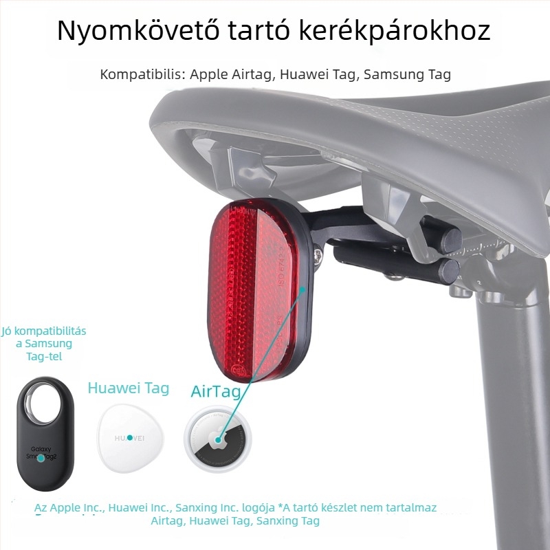 Airtag-kompatibilis nyeregcsőre szerelhető kerékpárhátsó lámpa, út- és terepkerékpárokhoz