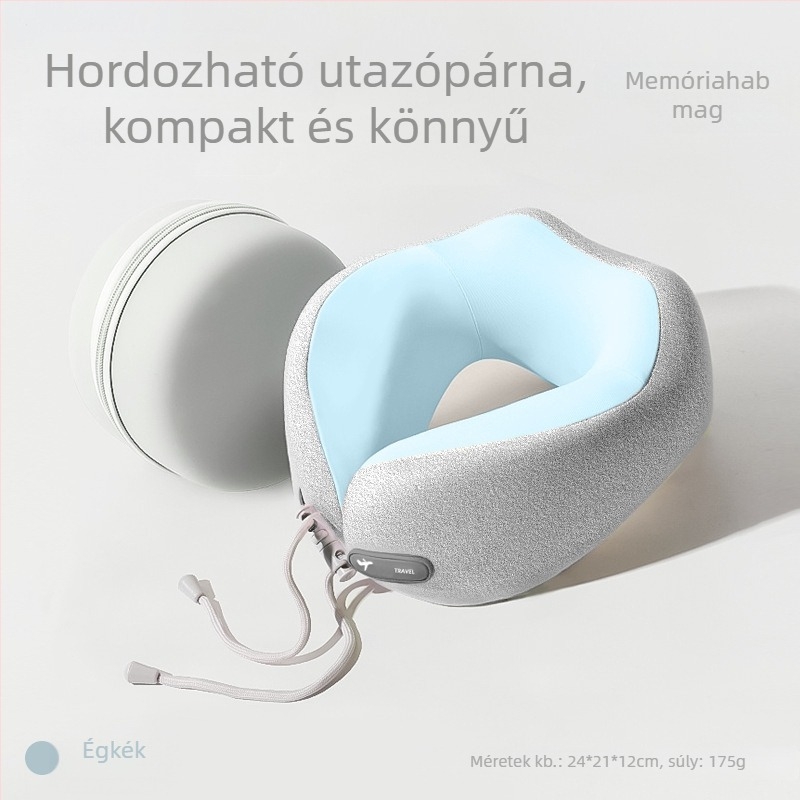Hordozható U-alakú memóriahab nyakpárna leválasztható dizájnnal utazáshoz és repülőúthoz