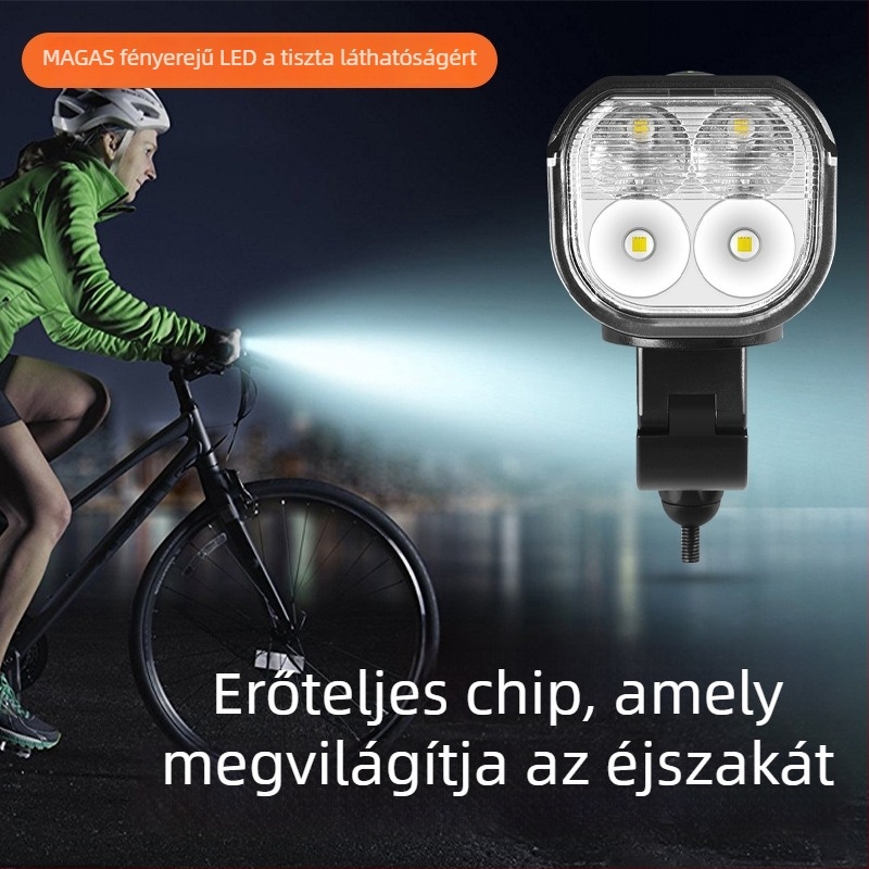 Yiquan kerékpáros első lámpa beépített kürttel, 1000 lumen, magas és alacsony fényáram
