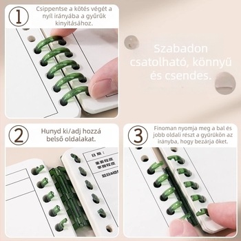 B5 hiba-kijavítására szolgáló füzet leválasztható lapokkal, diákoknak, binder kötés, PU borító, 300 g/m² papír, 100–200 oldal