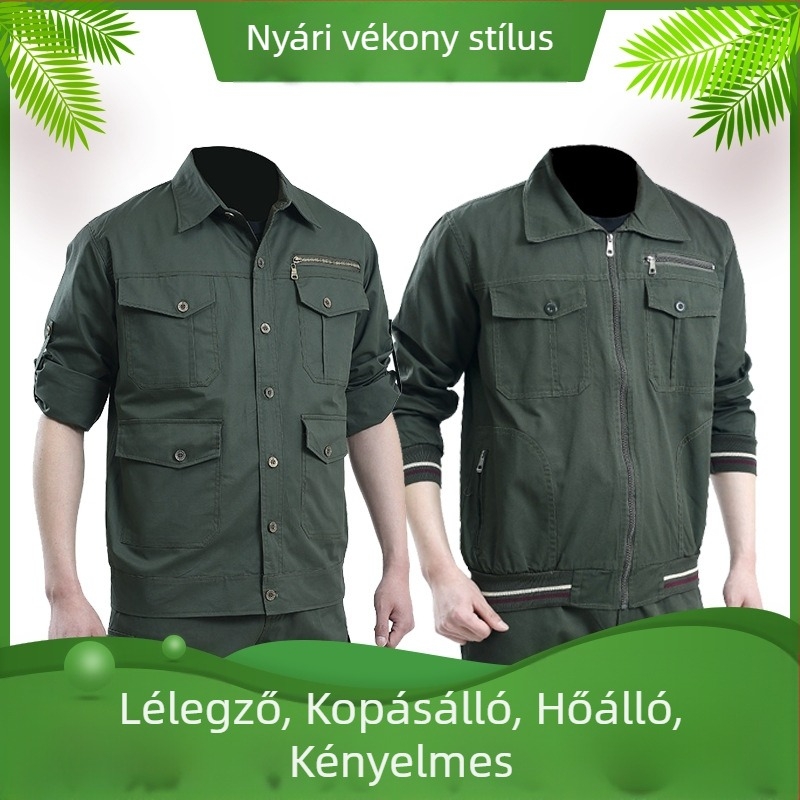 Férfi pamut munkaruha camuflázzal tavasz–őszre, nedvességelvezető, 100% pamut