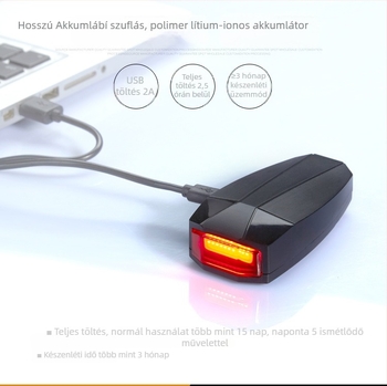 A6 kerékpár hátsó lámpa lopás elleni riasztóval, USB-töltésű, LED figyelmeztető fény terepkerékpárhoz