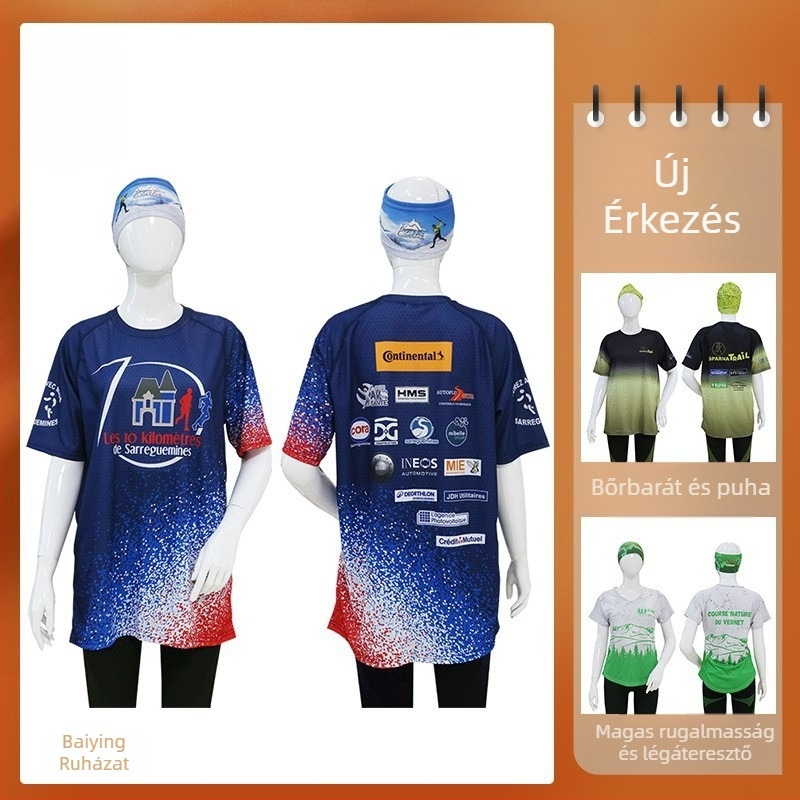 Gyors száradású rövid ujjú felső futáshoz és edzéshez, uniszex, szintetikus rost, modell 001