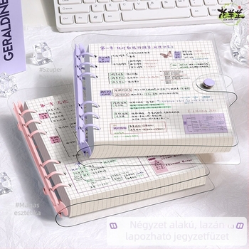 PVC átlátszó, puha borítású négyzetes notesz cserélhető lapokkal, DIY jegyzetfüzet, vastagabb oldalú, minimalist stílus