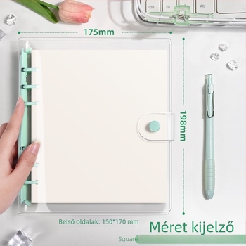 PVC átlátszó, puha borítású négyzetes notesz cserélhető lapokkal, DIY jegyzetfüzet, vastagabb oldalú, minimalist stílus