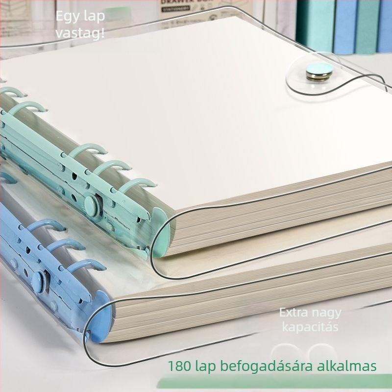 PVC átlátszó, puha borítású négyzetes notesz cserélhető lapokkal, DIY jegyzetfüzet, vastagabb oldalú, minimalist stílus