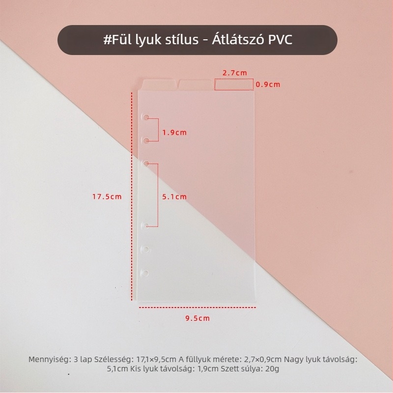 Levélfüzet szétválasztható elválasztókkal, PVC belső oldalak, PP indexoldalak és DIY időtervező matricák