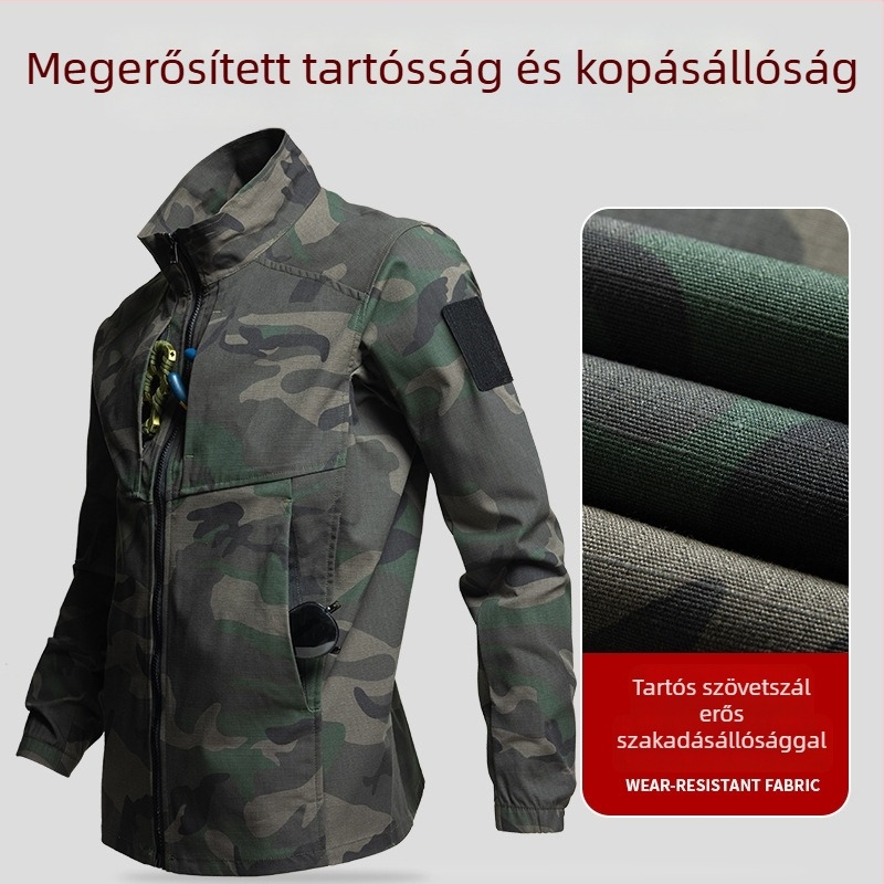 Kamuflázs Stretch Mesh Munkaruha Készlet – Pamutkeverék Szövet, Nedvességelvezető, Kamuflázs Mintázat, Uniszex, Tavasz–Ősz