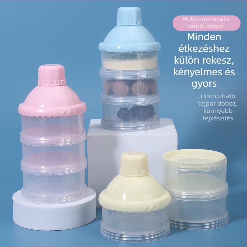 Star tejpor doboz babáknak, 3- vagy 4-rétegű, független rekeszekkel, hordozható forgó tejpor tartó, 0–3 éveseknek
