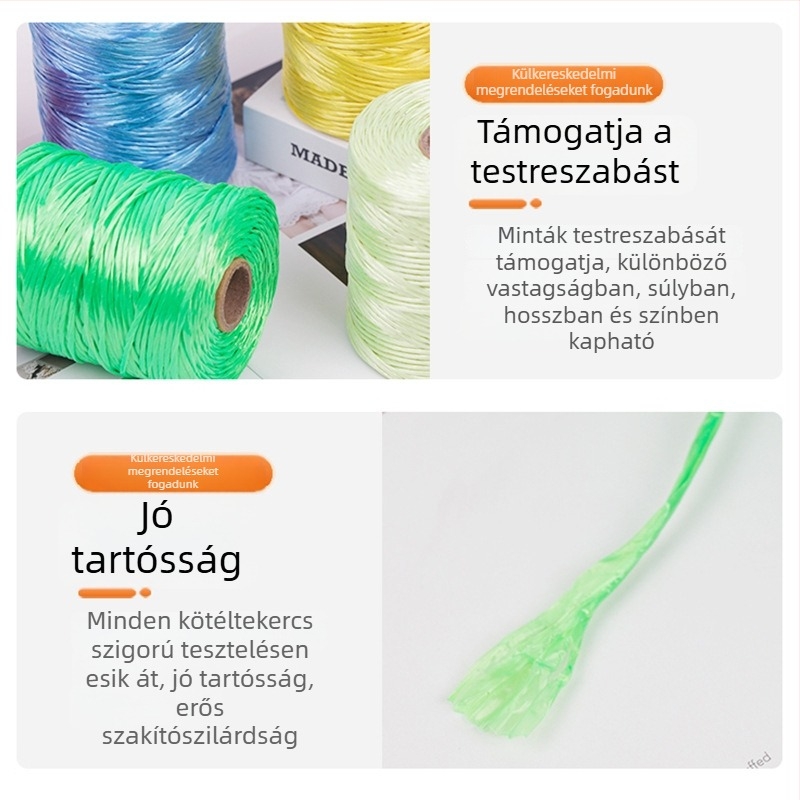 PP csomagoló kötél, kötöző és dekoratív kötél műanyag zacskókhoz, több szálból álló kötél