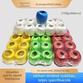 Erős fehér PP csomagoló zsinór, 150 g, 120 m hosszú, 4 cm széles, monofilamentumból álló többszálas szerkezet