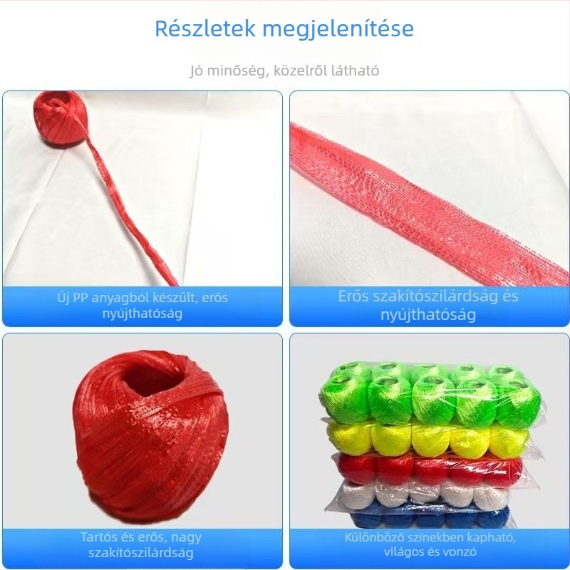 Erős fehér PP csomagoló zsinór, 150 g, 120 m hosszú, 4 cm széles, monofilamentumból álló többszálas szerkezet