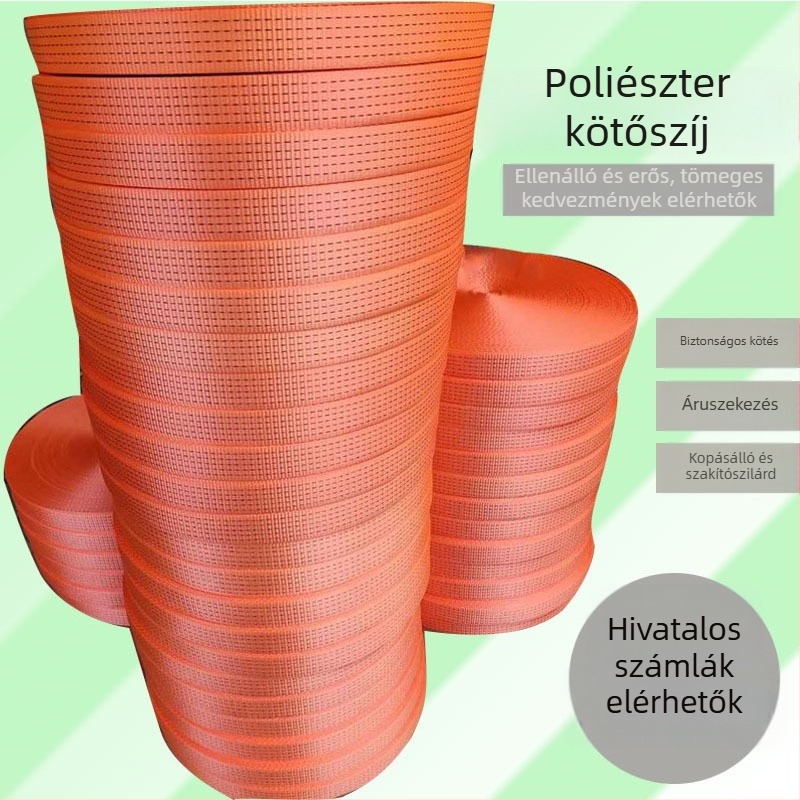 Poliészter kötőszalag csomagoláshoz, teherbírás 120 kg, szakítószilárdság 200 kg