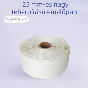 25 mm fehér, nagy szilárdságú poliészter webbing szalag szállításhoz és rögzítéshez, kopásálló, nehéz terheléshez készített emelőszalag, 500 m hosszú, szakítószilárdság 2000 kg