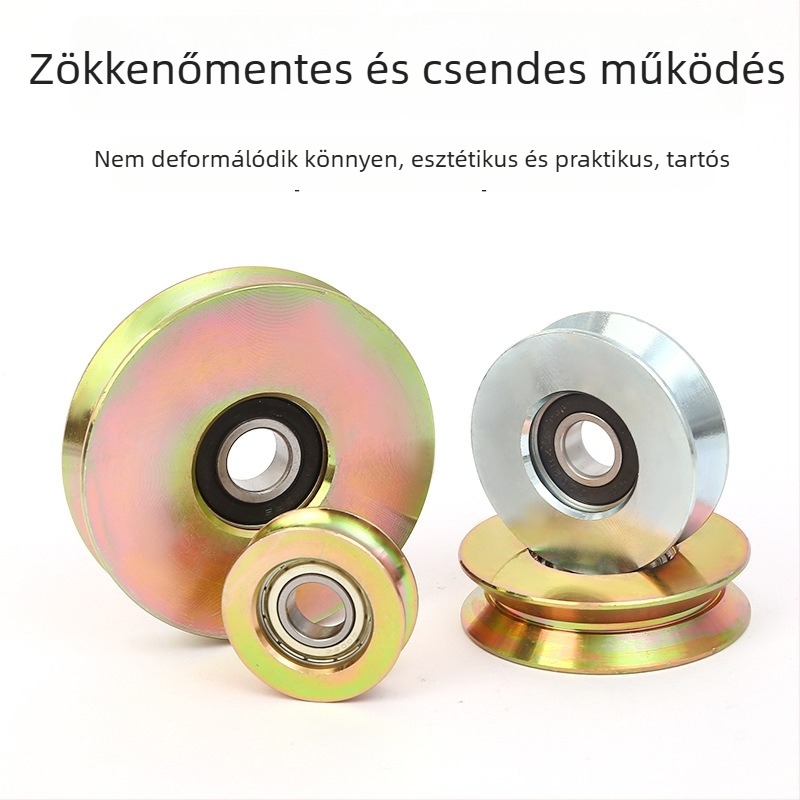 Tolóajtókhoz készült egyszeres csapágyú görgő, V-alakú, galvanizált, vastított