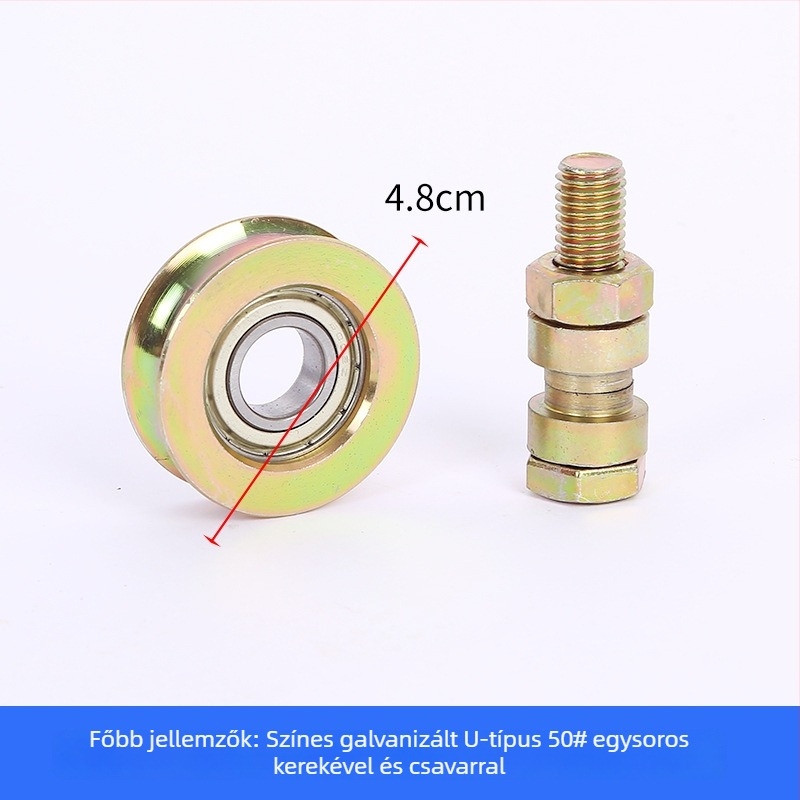 Tolóajtókhoz készült egyszeres csapágyú görgő, V-alakú, galvanizált, vastított