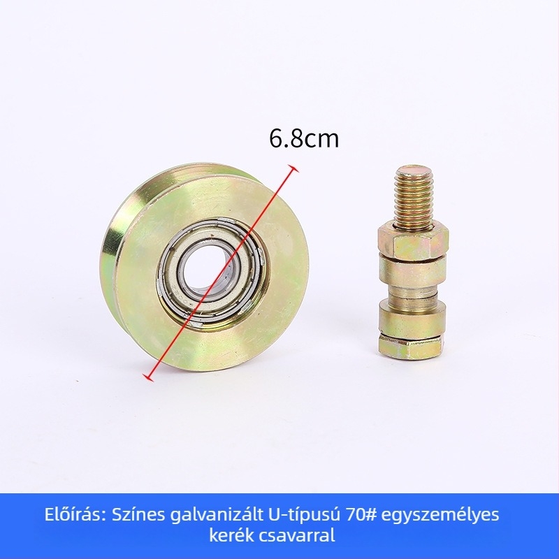 Tolóajtókhoz készült egyszeres csapágyú görgő, V-alakú, galvanizált, vastított