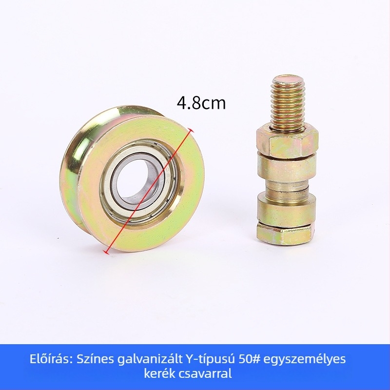 Tolóajtókhoz készült egyszeres csapágyú görgő, V-alakú, galvanizált, vastított