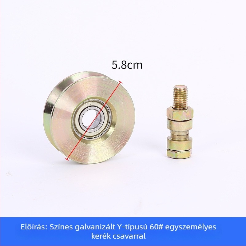 Tolóajtókhoz készült egyszeres csapágyú görgő, V-alakú, galvanizált, vastított